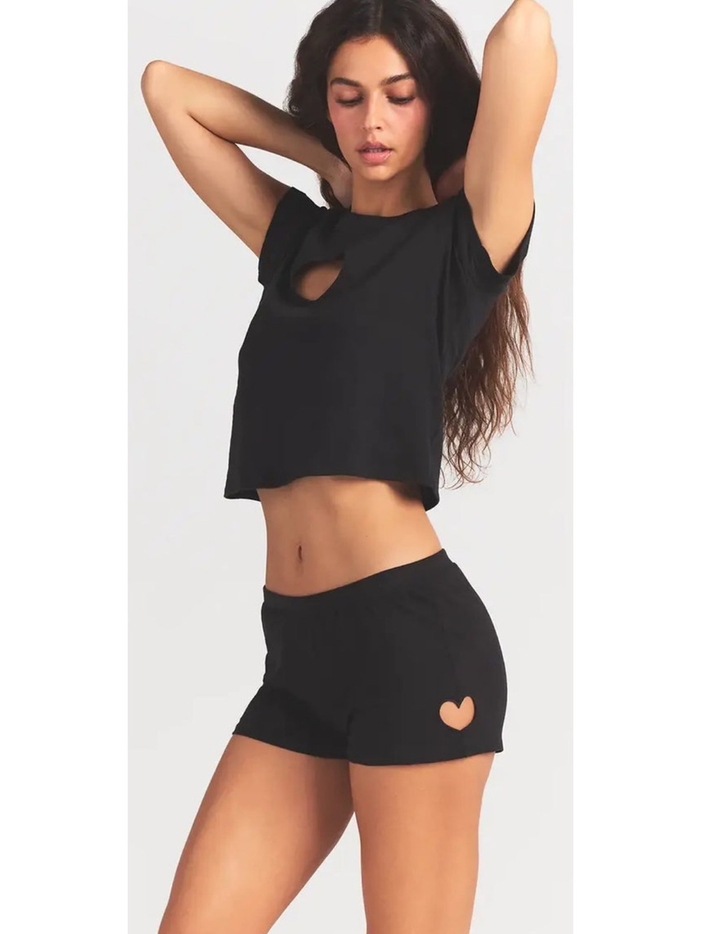 Skims worn in Jersey micro heart short washed onyx black large NWT